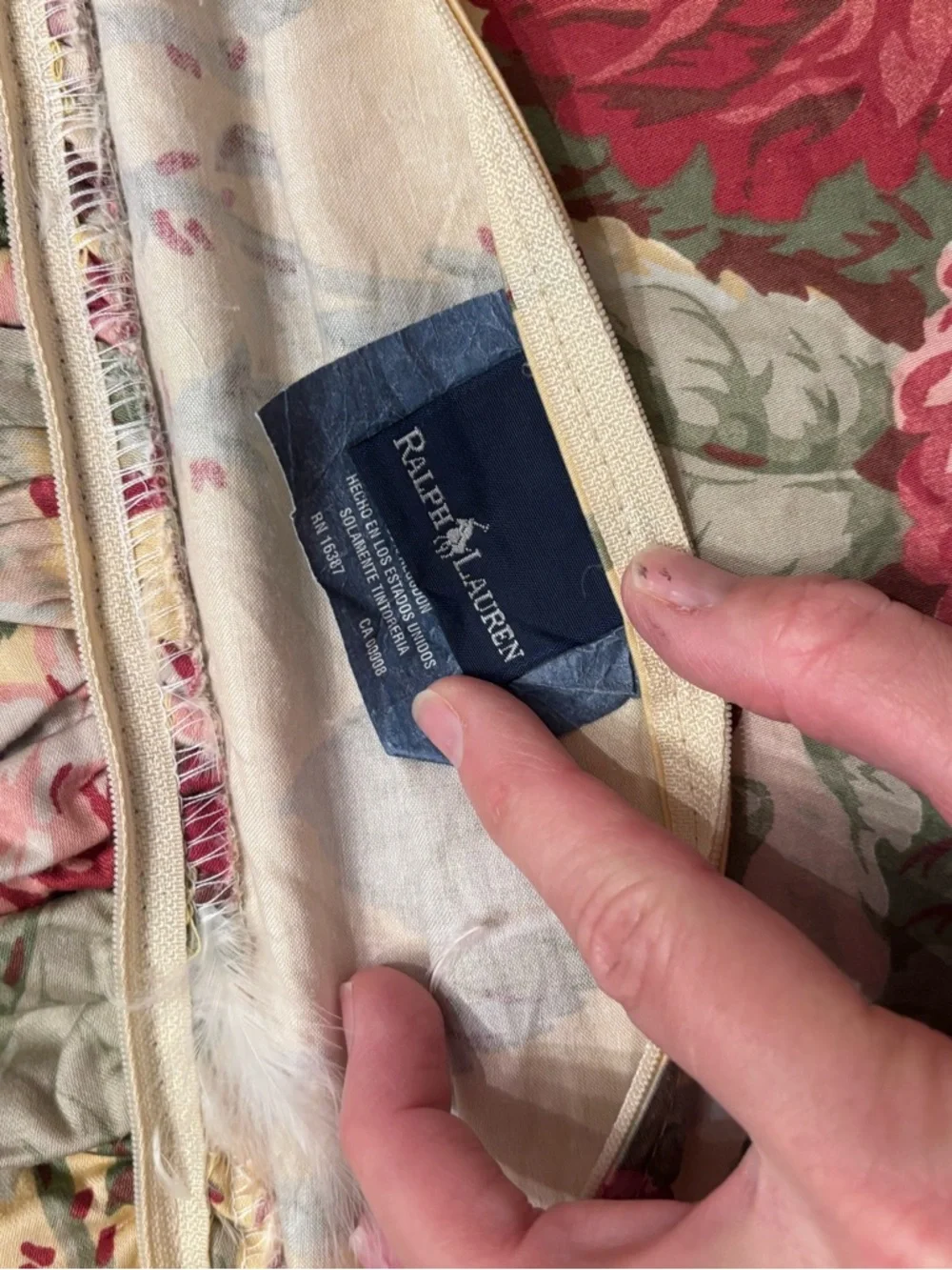 Ralph Lauren Kathleen Floral Ruffle Rose Pillow Cover 18” Square Cottagecore
